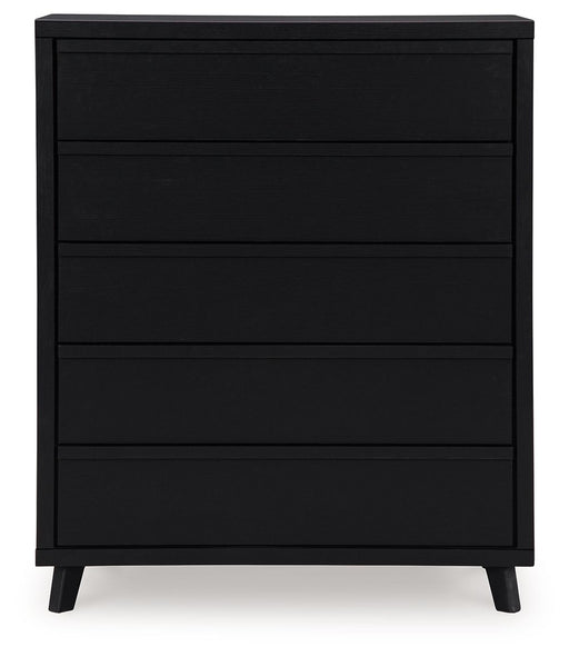 Danziar - Black - Five Drawer Wide Chest - Tallahassee Discount Furniture (FL)