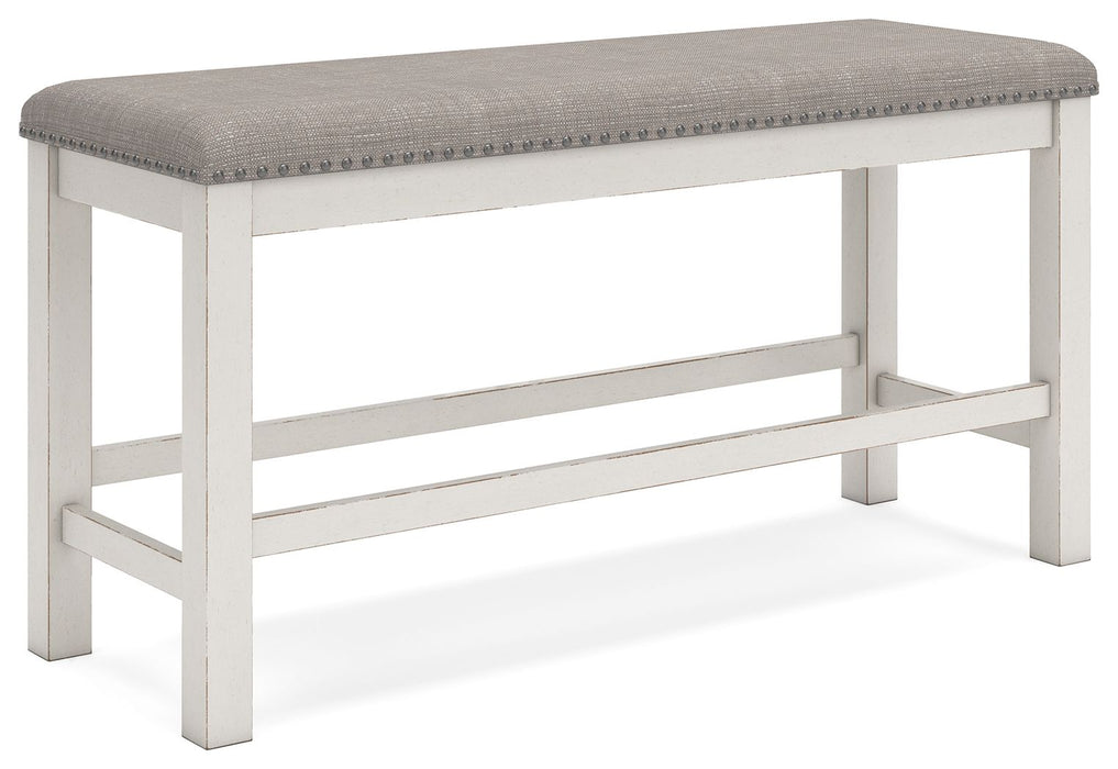 Robbinsdale - Antique White - Dbl Counter Height Upholstered Dining Bench - Tallahassee Discount Furniture (FL)