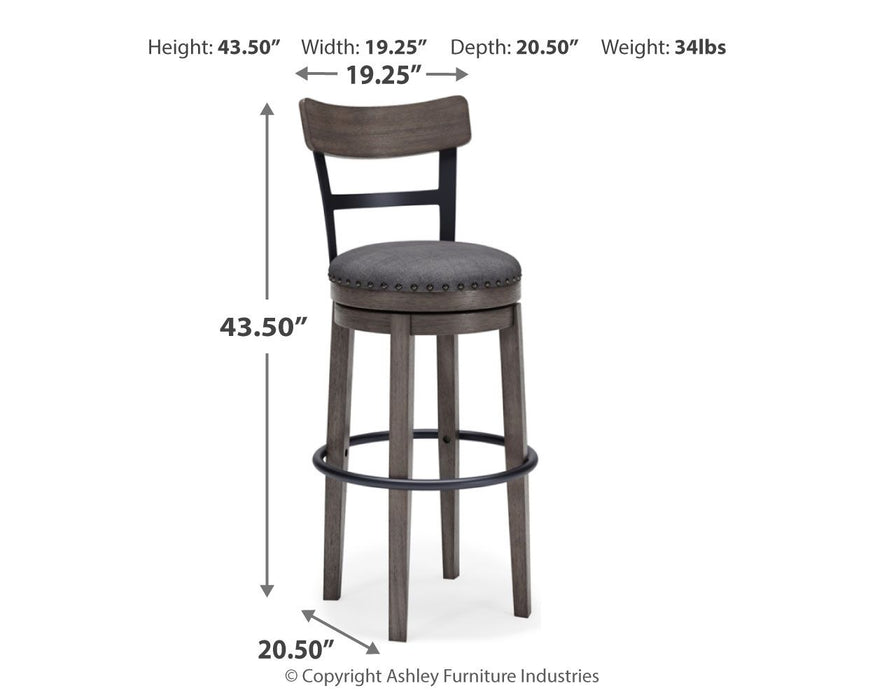 Caitbrook - Gray - Tall UPH Swivel Barstool - Tallahassee Discount Furniture (FL)