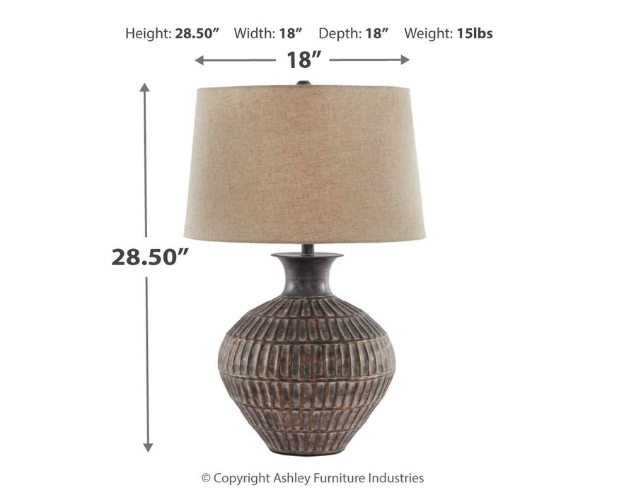 Magan - Antique Bronze Finish - Metal Table Lamp - Tallahassee Discount Furniture (FL)