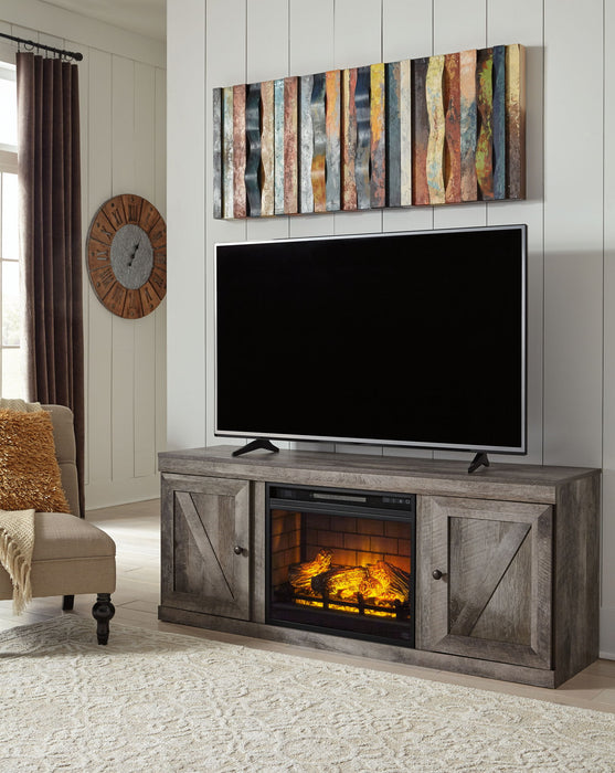 Wynnlow - Gray - TV Stand With Faux Firebrick Fireplace Insert - Tallahassee Discount Furniture (FL)