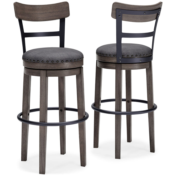 Caitbrook - Gray - Tall UPH Swivel Barstool - Tallahassee Discount Furniture (FL)