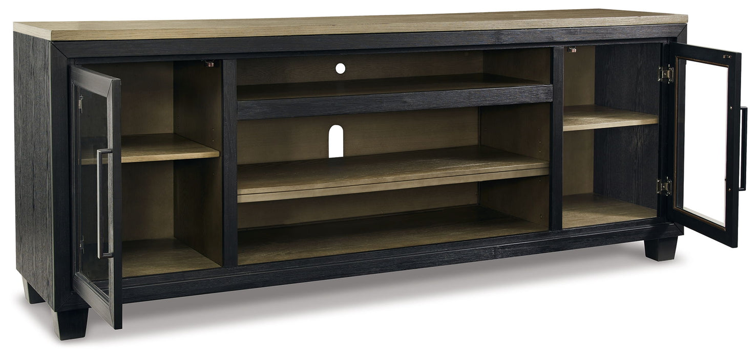 Foyland - Black / Brown - XL TV Stand w/Fireplace Option - Tallahassee Discount Furniture (FL)