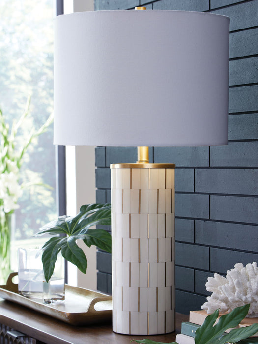 Faridworth - White / Gold Finish - Poly Table Lamp - Tallahassee Discount Furniture (FL)