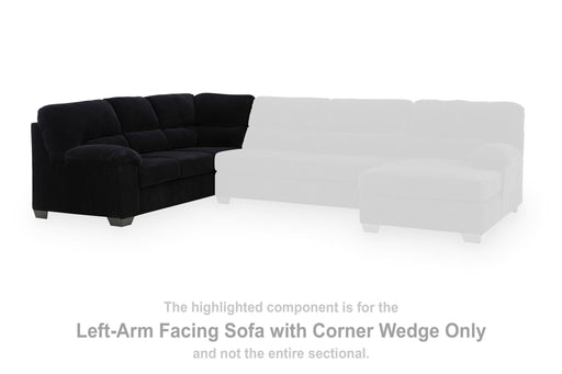 SimpleJoy - LAF Sofa With Corner Wedge - Onyx - Tallahassee Discount Furniture (FL)