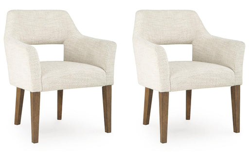 Marxmore - Dining Upholstered Arm Chair (Set of 2) - Beige / Brown - Tallahassee Discount Furniture (FL)