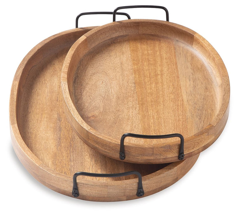 Jocelyne - Tray Set (Set of 2) - Brown / Black - Tallahassee Discount Furniture (FL)