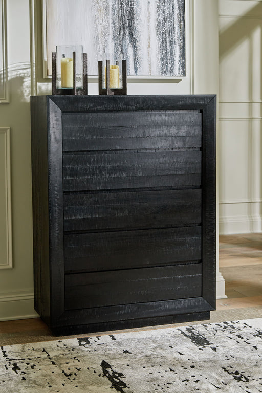 Londer - Black - Five Drawer Chest - Tallahassee Discount Furniture (FL)