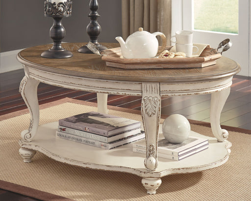 Realyn - White / Brown - Oval Cocktail Table - Tallahassee Discount Furniture (FL)