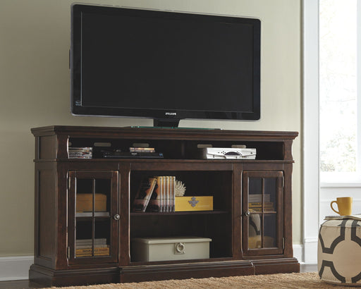 Roddinton - Dark Brown - XL TV Stand w/Fireplace Option - Tallahassee Discount Furniture (FL)