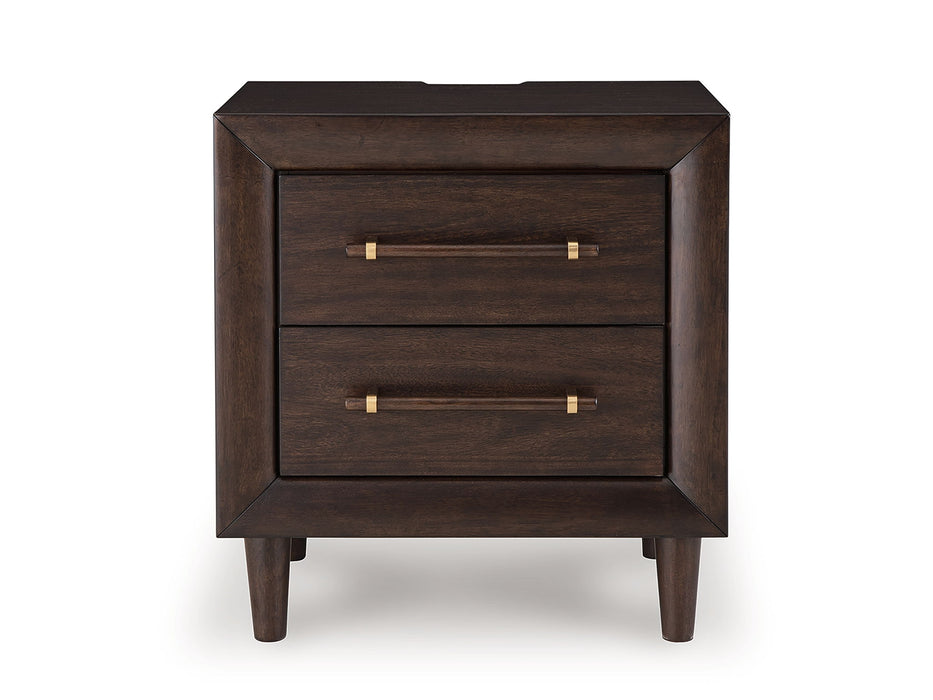 Dantenton - Two Drawer Night Stand - Merlot - Tallahassee Discount Furniture (FL)