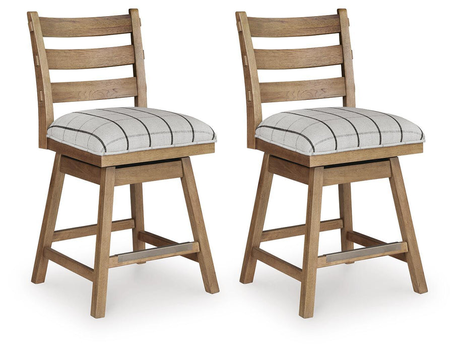 Ridgester - Upholstered Swivel Barstool (Set of 2) - Light Brown - Tallahassee Discount Furniture (FL)