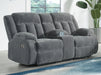 Observation - Double Reclining Power Loveseat With Console - Steel - Tallahassee Discount Furniture (FL)
