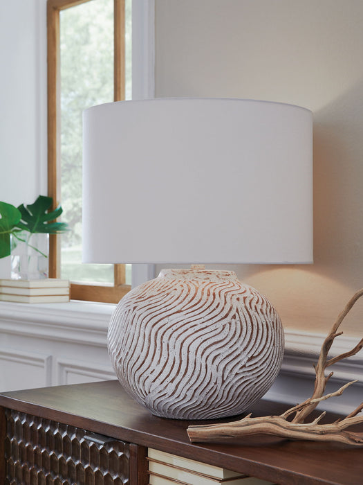 Vien - Terracotta Table Lamp - Distressed White - Tallahassee Discount Furniture (FL)