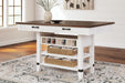Valebeck - 5 Pc. - Counter Table With Wine Rack, 4 Swivel Stools - White / Brown - Tallahassee Discount Furniture (FL)