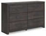 Hollivern - Dark Gray - Six Drawer Dresser - Tallahassee Discount Furniture (FL)