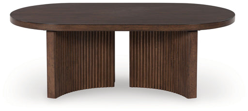 Korestone - Dark Brown - Oval Cocktail Table - Tallahassee Discount Furniture (FL)