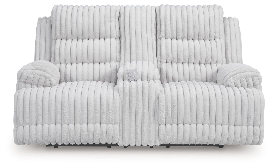 Rhines Falls - Alloy - Double Reclining Power Loveseat With Console - Tallahassee Discount Furniture (FL)