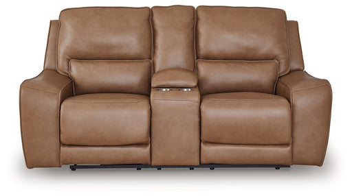 DeepWakes - Caramel - Power Reclining Loveseat / Console / Adjustable Headrest - Tallahassee Discount Furniture (FL)