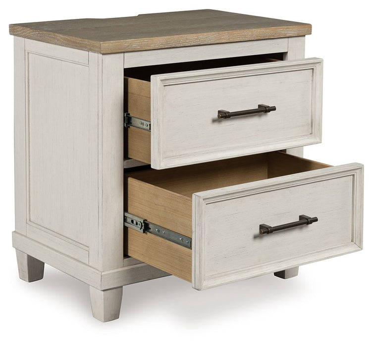 Shaybrock - Antique White / Brown - Two Drawer Night Stand - Tallahassee Discount Furniture (FL)