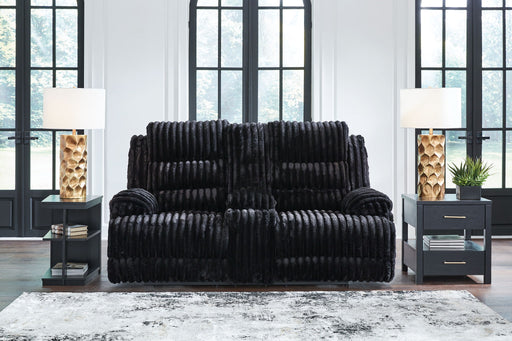 Rhine Falls - Double Reclining Power Loveseat With Console - Onyx - Tallahassee Discount Furniture (FL)
