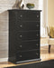 Maribel - Black - Five Drawer Chest - Tallahassee Discount Furniture (FL)
