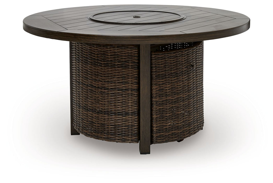 Monterey Point - Round Fire Pit Table - Dark Brown - Tallahassee Discount Furniture (FL)