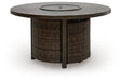 Monterey Point - Round Fire Pit Table - Dark Brown - Tallahassee Discount Furniture (FL)