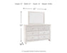 Paxberry - Dresser, Mirror - Medallion Drawer Pulls - Whitewash - Tallahassee Discount Furniture (FL)