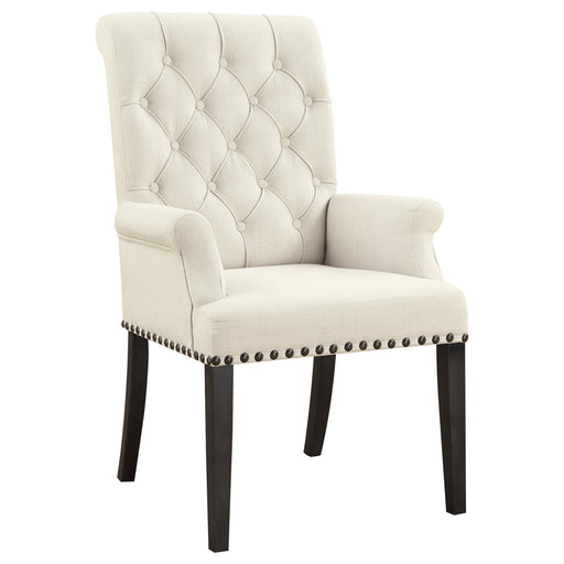 Alana Upholstered Arm Chair Beige and Smokey Black image