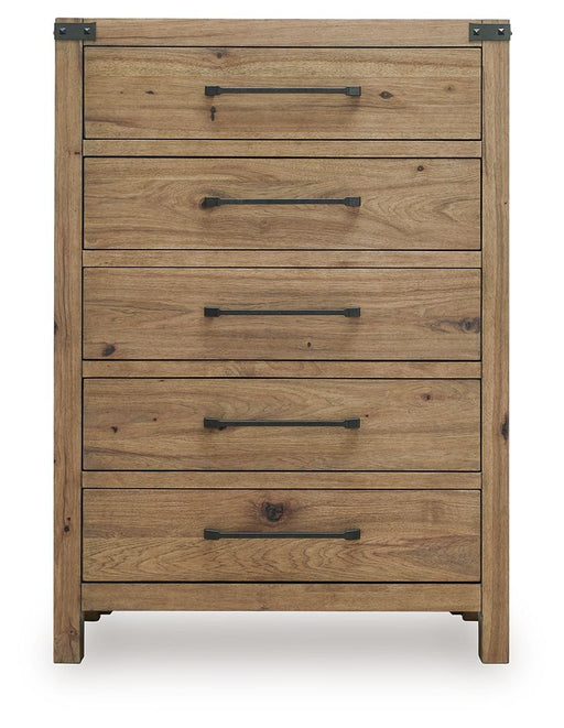 Ridgester - Five Drawer Chest - Light Brown - Tallahassee Discount Furniture (FL)