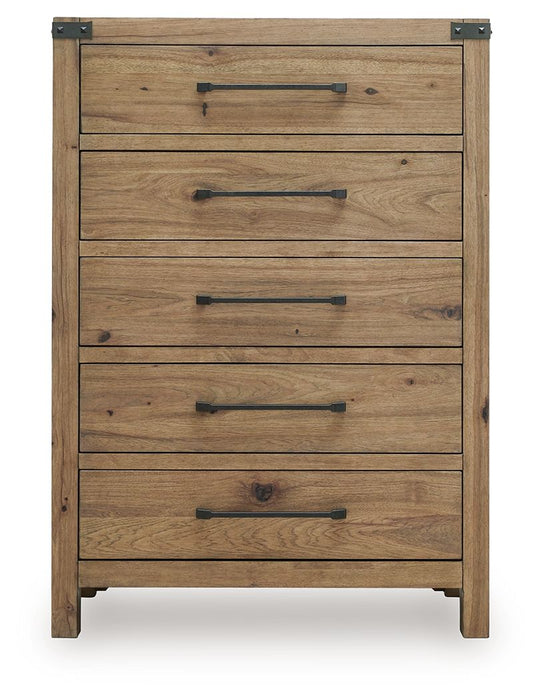Ridgester - Five Drawer Chest - Light Brown - Tallahassee Discount Furniture (FL)