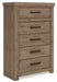 Oliandon - Five Drawer Chest - Light Brown - Tallahassee Discount Furniture (FL)