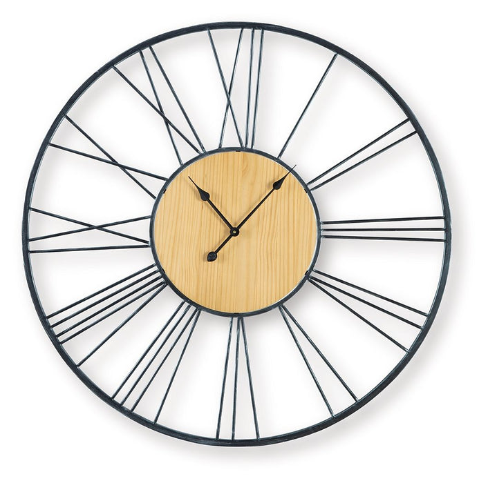 Brockett - Wall Clock - Black / Natural - Tallahassee Discount Furniture (FL)