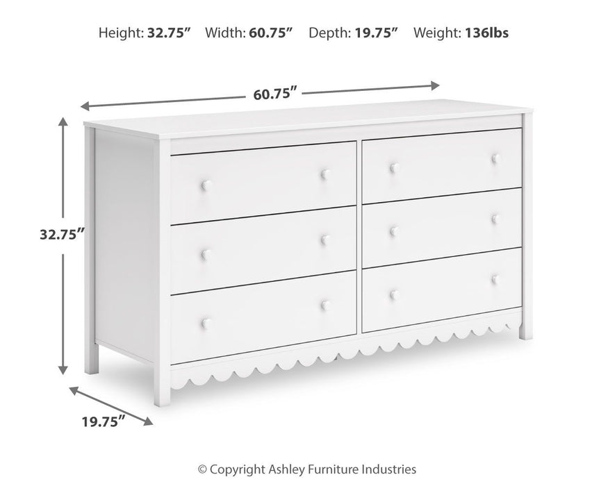 Hallityn - White - Six Drawer Dresser - Tallahassee Discount Furniture (FL)