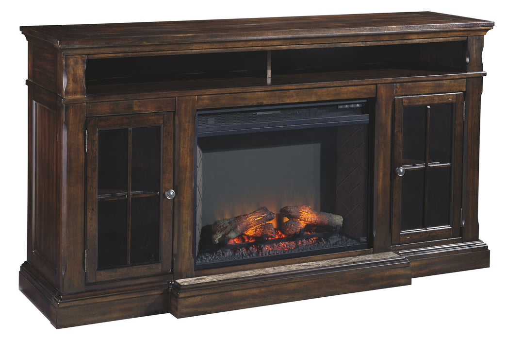 Roddinton - Dark Brown - XL TV Stand w/Fireplace Option - Tallahassee Discount Furniture (FL)