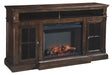Roddinton - Dark Brown - XL TV Stand w/Fireplace Option - Tallahassee Discount Furniture (FL)