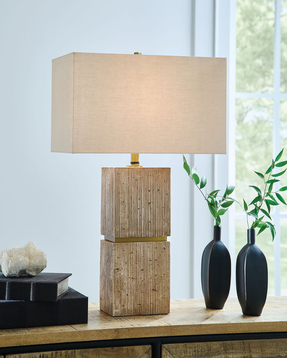 Laddner - Poly Table Lamp - Beige - Tallahassee Discount Furniture (FL)