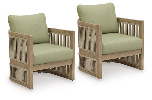 Serena Shores - Beige / Green - Lounge Chair With Cushion (Set of 2) - Tallahassee Discount Furniture (FL)