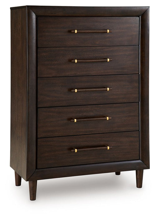 Dantenton - Five Drawer Chest - Merlot - Tallahassee Discount Furniture (FL)