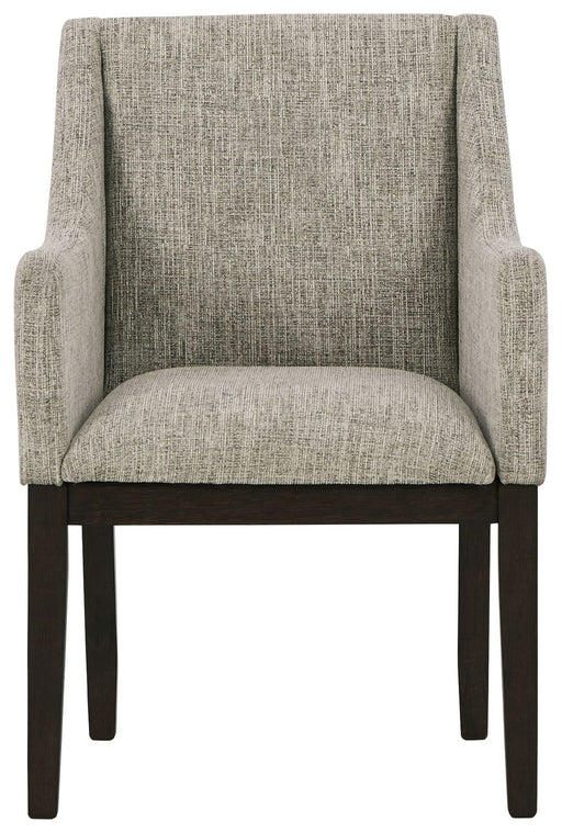 Burkhaus - Beige / Dark Brown - Dining UPH Arm Chair (Set of 2) - Tallahassee Discount Furniture (FL)