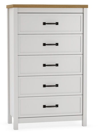 Kerisden - Five Drawer Chest - White / Brown - Tallahassee Discount Furniture (FL)