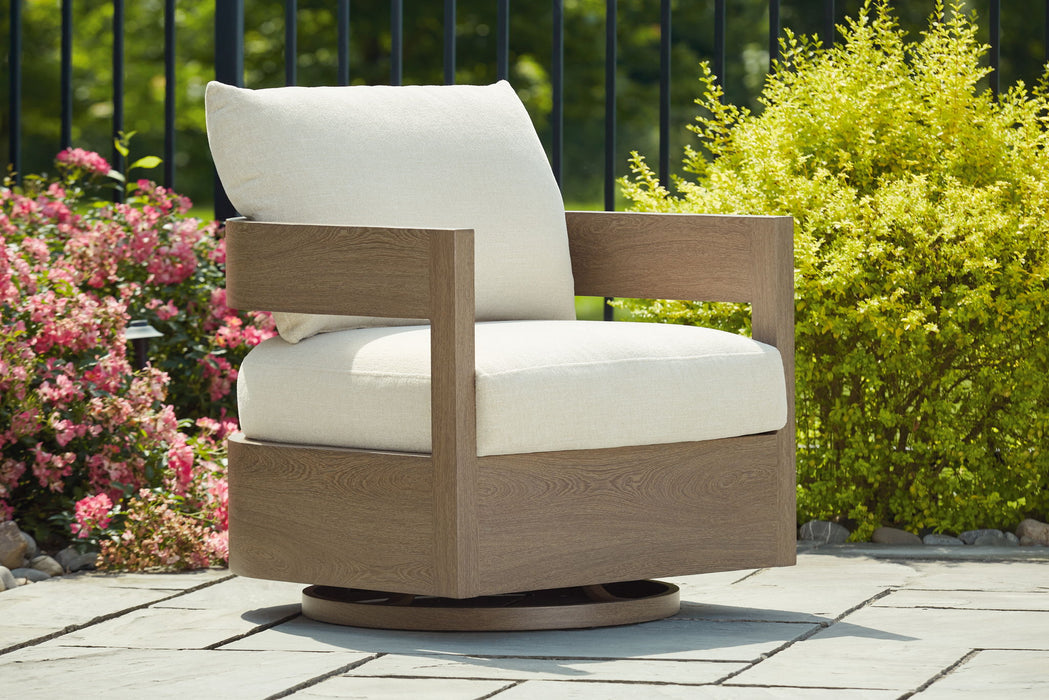 Serene Bay - Dark Brown / White - Swivel Glider Chair With Cushion - Tallahassee Discount Furniture (FL)