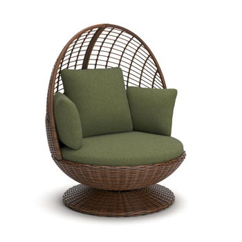 Horizon Hall - Swivel Egg Chair With Cushion - Brown / Green - Tallahassee Discount Furniture (FL)