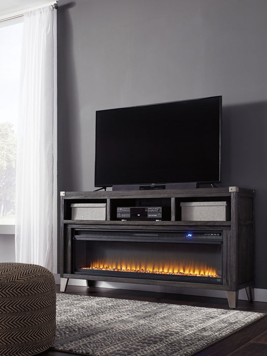 Todoe - 2 Pc. - 65" TV Stand With Wide Fireplace Insert - Gray - Tallahassee Discount Furniture (FL)