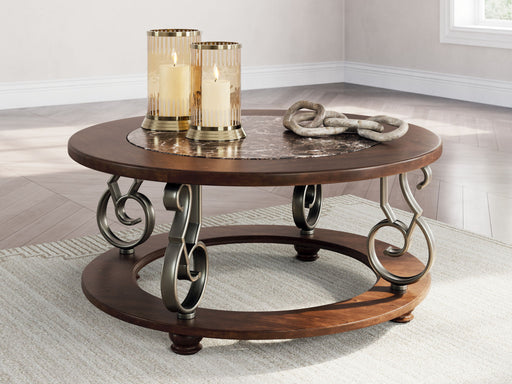 Frallyn - Round Cocktail Table - Dark Brown - Tallahassee Discount Furniture (FL)
