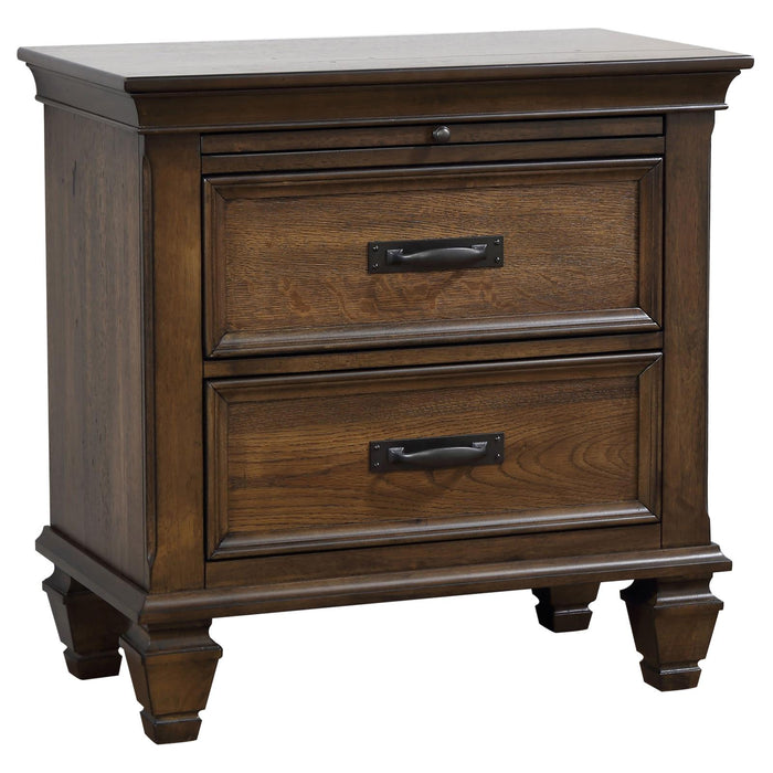 Franco 2-drawer Nightstand with Pull Out Tray Burnished Oak image