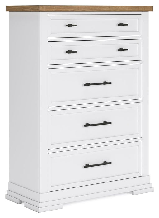 Ashbryn - White / Natural - Five Drawer Chest - Tallahassee Discount Furniture (FL)