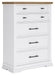 Ashbryn - White / Natural - Five Drawer Chest - Tallahassee Discount Furniture (FL)