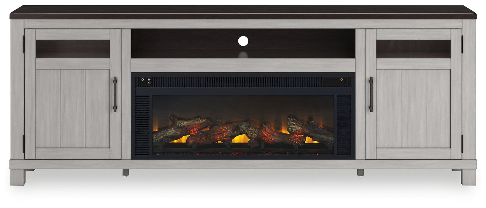 Darborn - Gray / Brown - 88" TV Stand With Electric Infrared Fireplace Insert - Tallahassee Discount Furniture (FL)